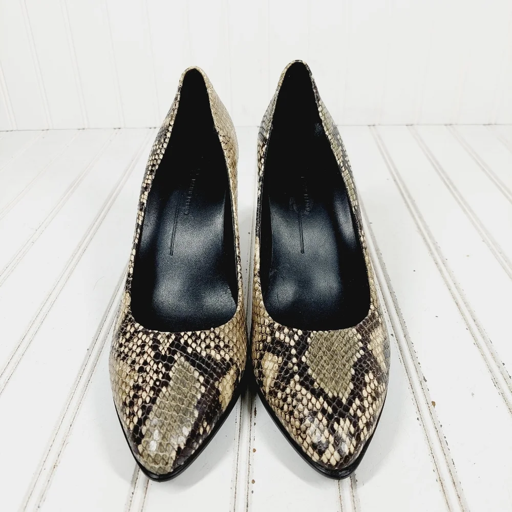 Ecco Snake Print Pointed Toe Slip On Heels Pumps i607 - Picture 3 of 10
